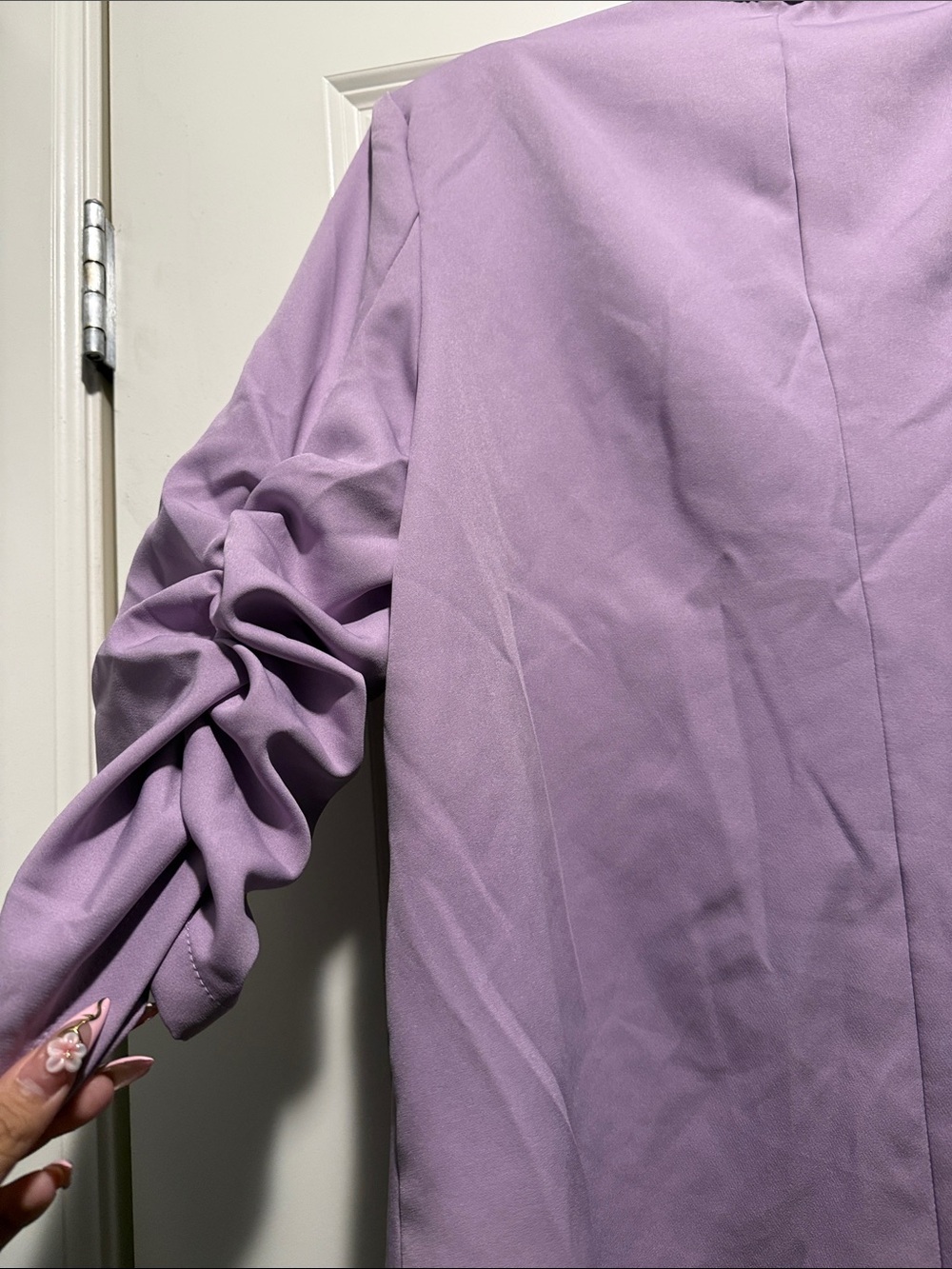 SHEIN Lavender Ruched-Sleeve Open Blazer - Picture 6 of 6